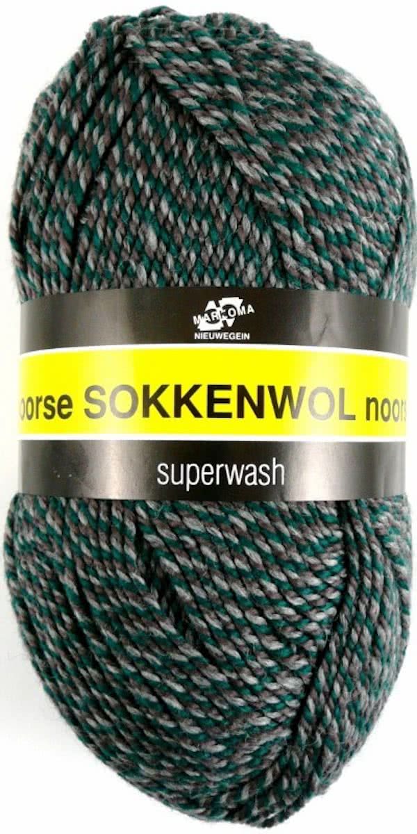   Noorse Sokkenwol 6853 Grijs/Bruin/Groen Pak 10 Stuks