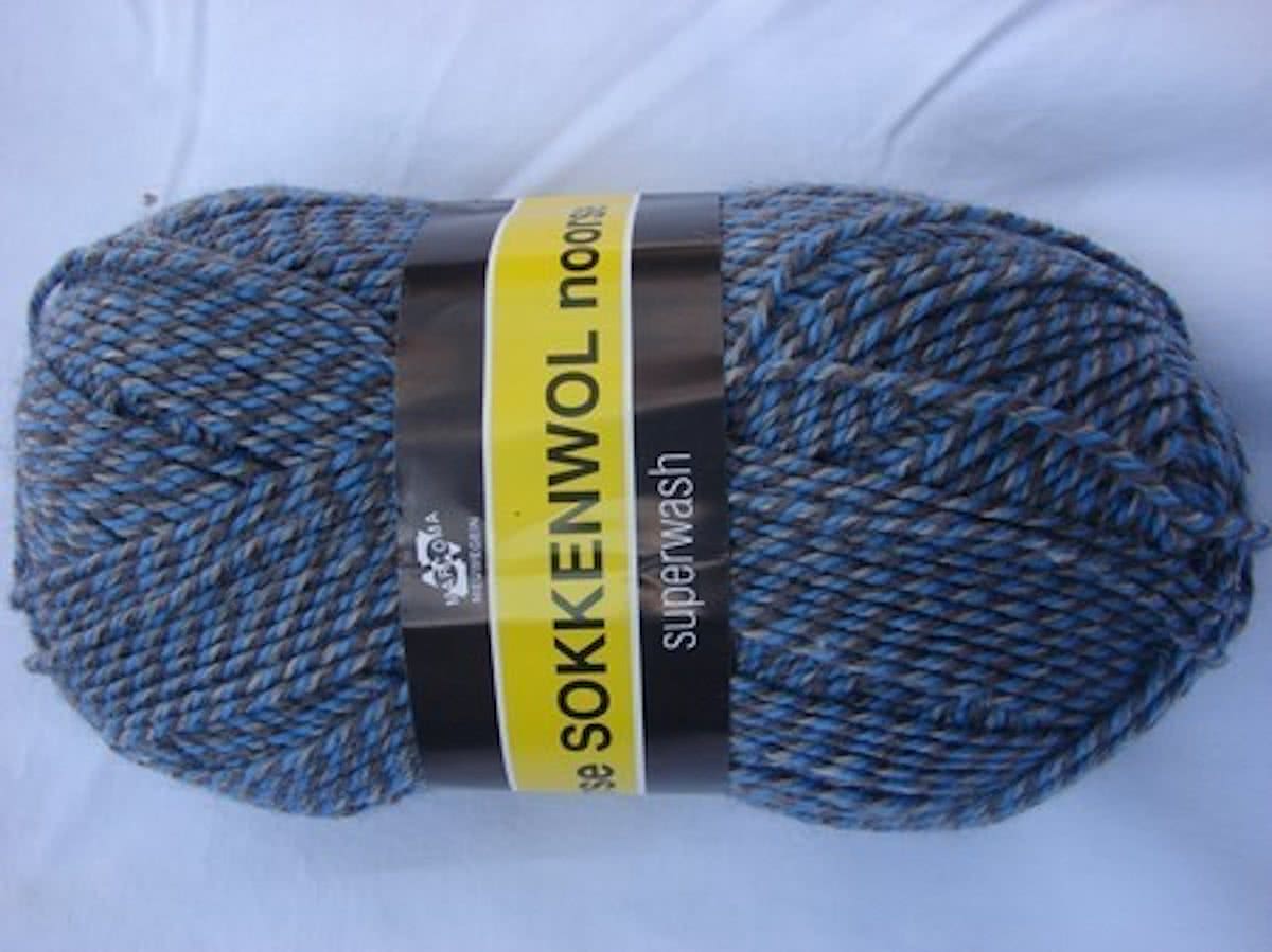   Noorse Sokkenwol 6855 Licht Blauw/Grijs Pak 10 Stuks