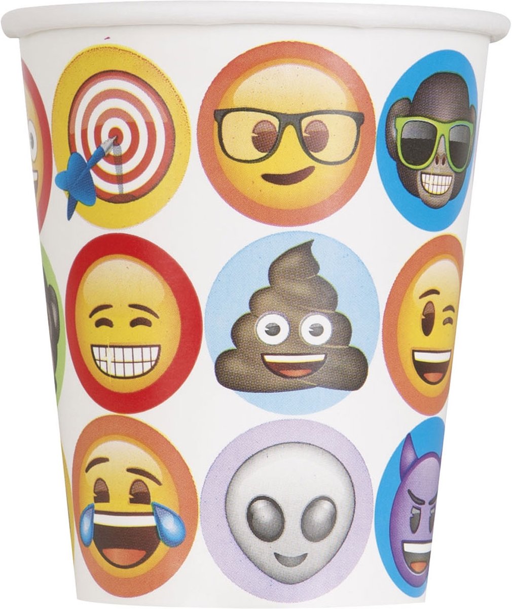 8 kartonnen Emoji™ bekers - Feestdecoratievoorwerp