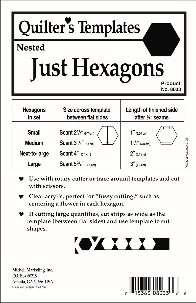 Marti Michell 8033 Just Hexagons Ruler