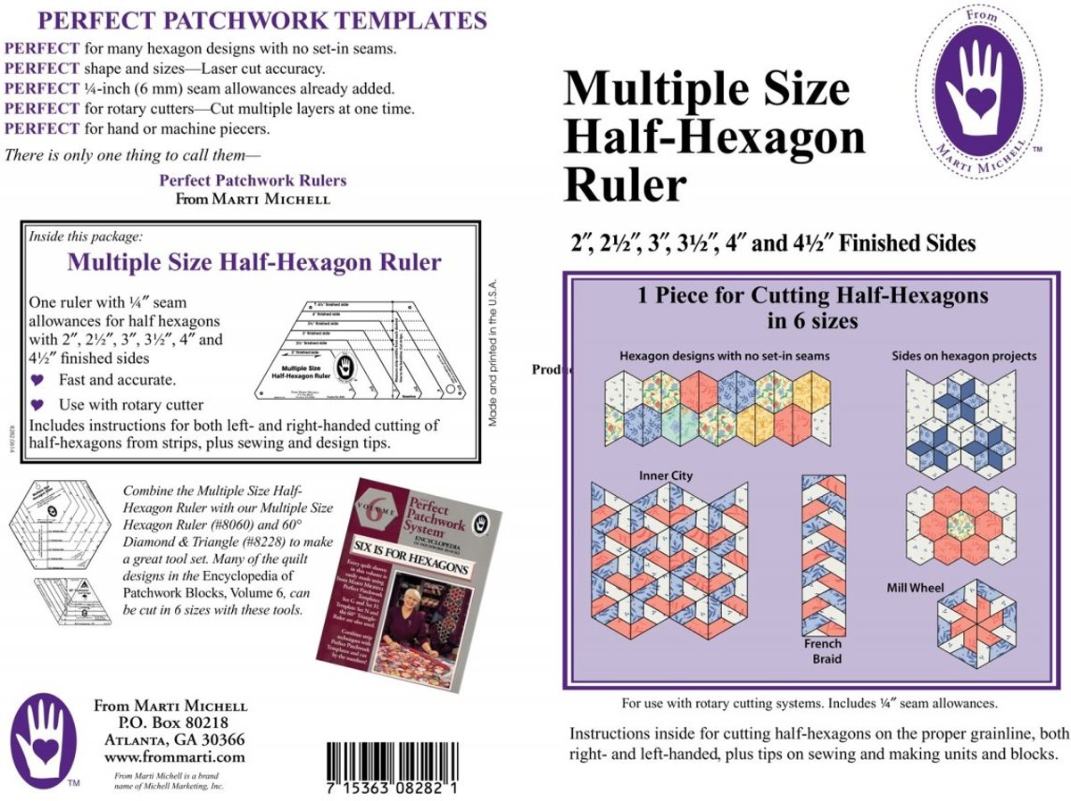 Marti Michell 8282 Half Hexagon Ruler