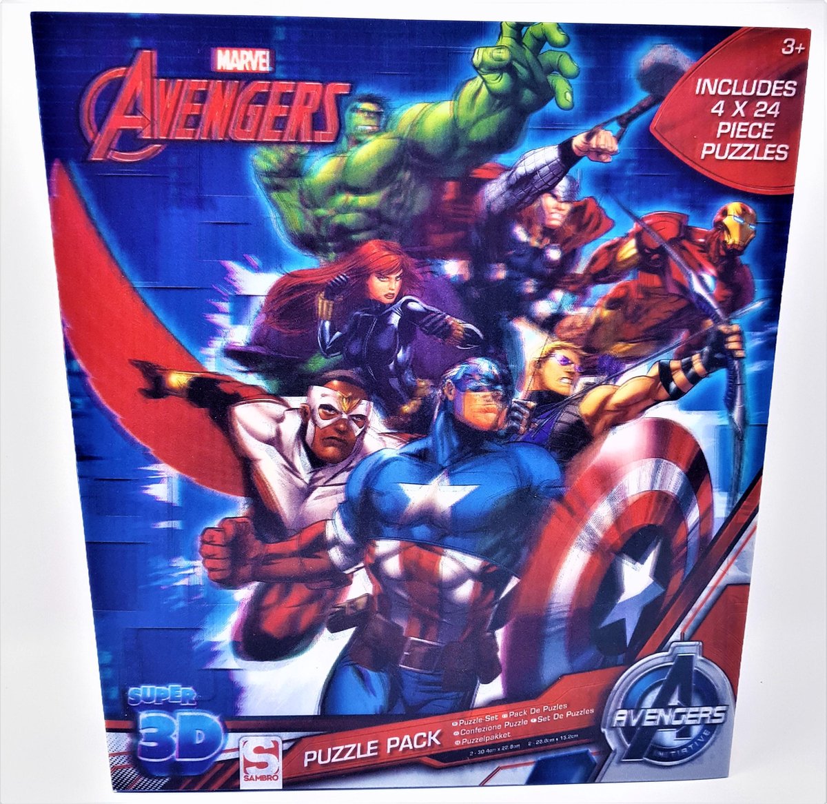 MARVEL AVENGERS  PUZZEL - 3D EFFECT PUZZELS - 4 PUZZELS VAN 24 STUKJES