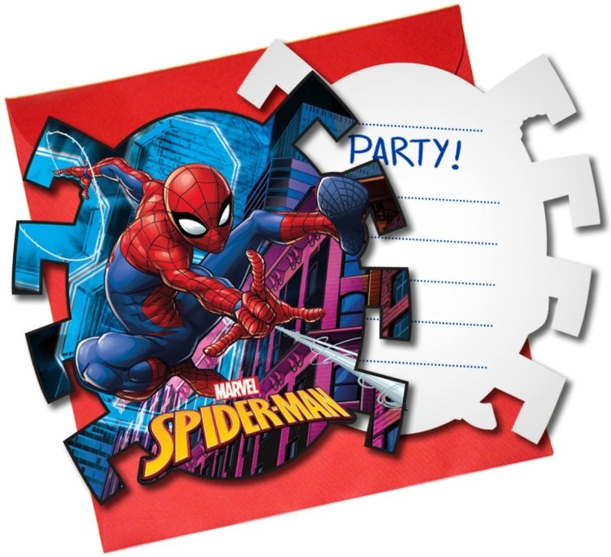 12x Marvel Spiderman themafeest uitnodigingen 7 cm - Kinderfeestje partijtje feestuitnodigingen