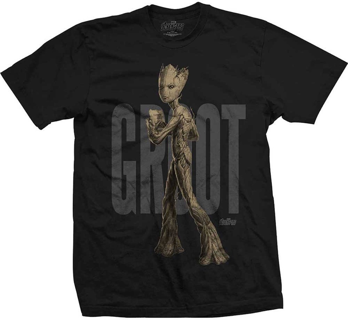 Avengers Infinity War - Teen Groot Text heren unisex T-shirt zwart - XL