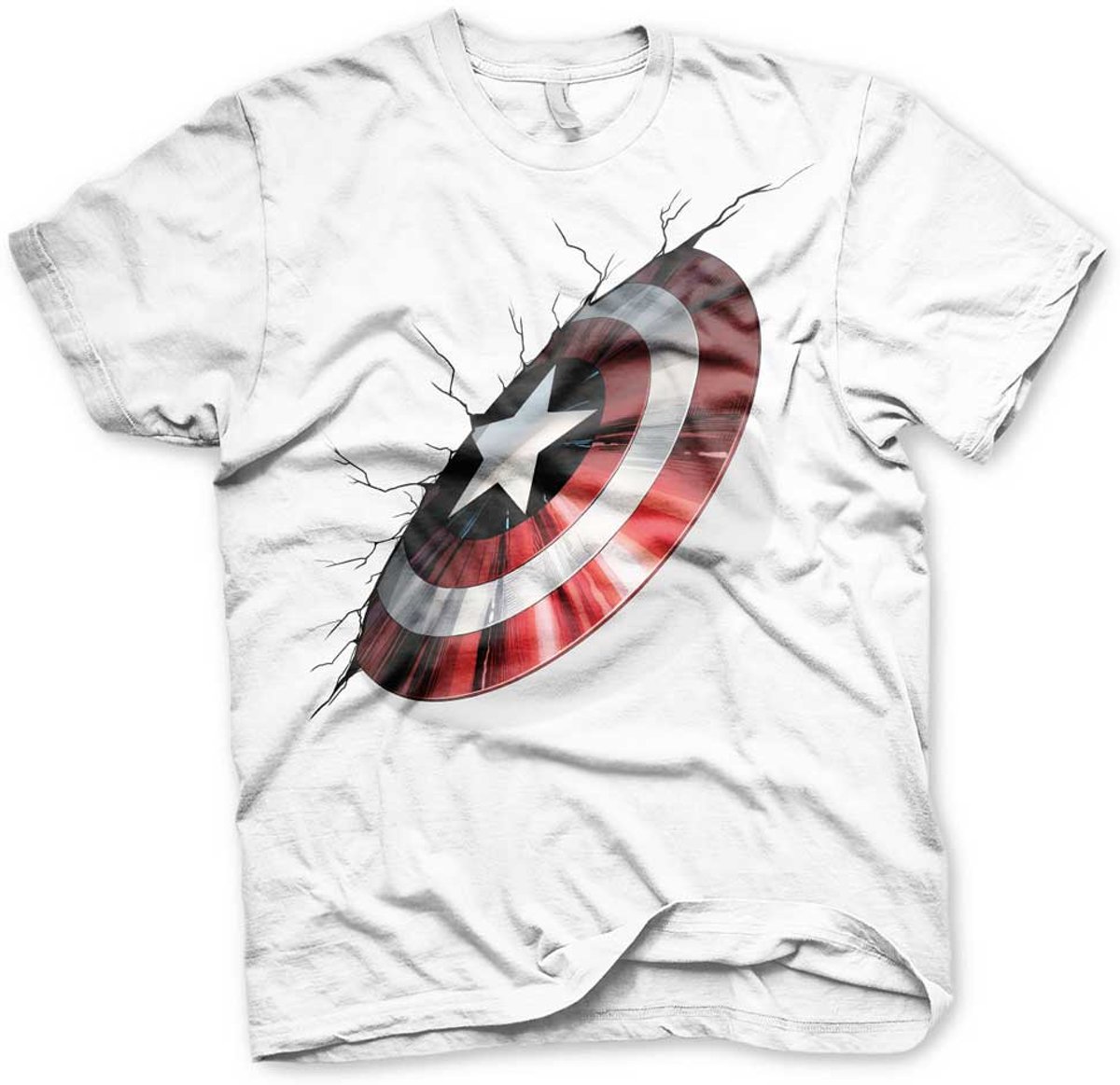 Captain America - Shield In unisex T-shirt wit - Superhelden comics merchandise - S - Hybris