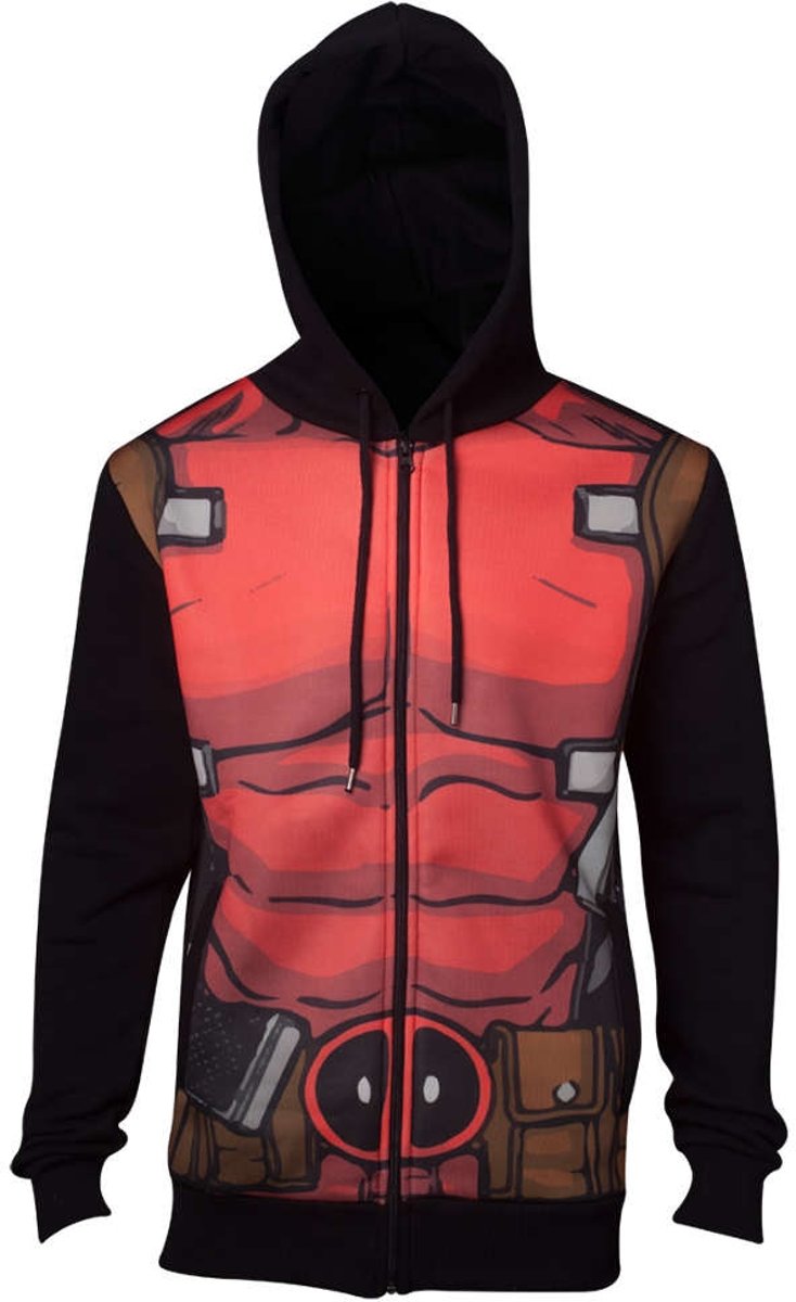 Deadpool - Sublimated heren unisex hoodie vest met capuchon zwart/rood - M