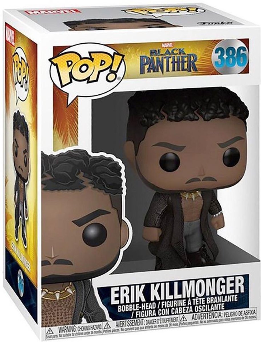 FUNKO POP BLACK PANTHER - FUNKO POP 386 - VERZAMELFIGUUR - FUNKO MARVEL - ERIK KILLMONGER - BOBBLE HEAD - MARVEL FUNKO POP