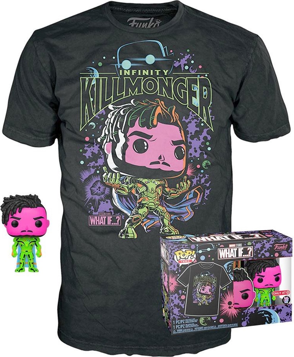 Funko What If...? Verzamelfiguur & Tshirt Set -L- Marvel POP! & Tee Box Killmonger Blacklight Zwart