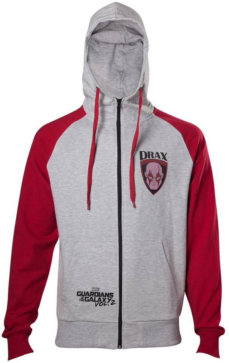 Guardians Of The Galaxy - Drax heren hoody vest met capuchon grijs/rood - L - Comics film merchandise