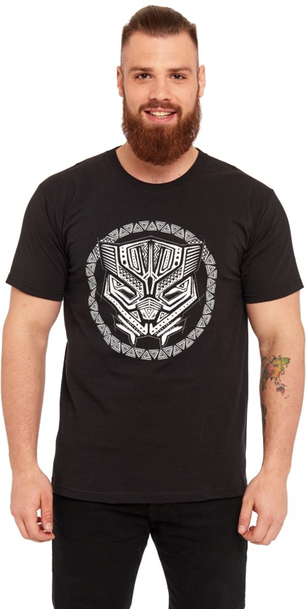 Marvel Black Panther Heren Tshirt -L- Symbol Zwart