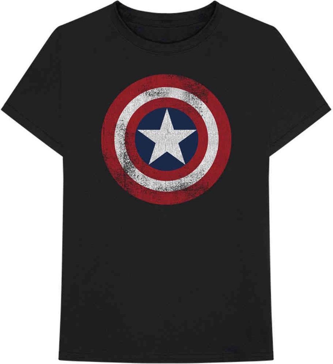 Marvel Captain America Heren Tshirt -2XL- Distressed Shield Zwart