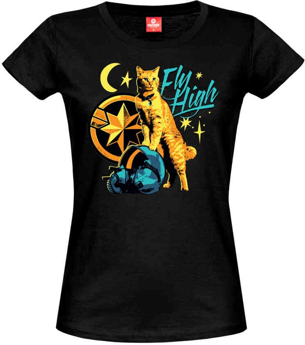 Marvel Captain Marvel Dames Tshirt -L- Flight High Zwart