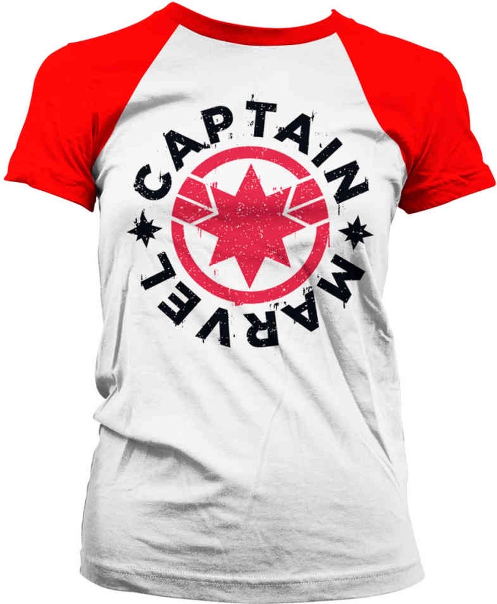 Marvel Captain Marvel Dames Tshirt -L- Round Shield Wit