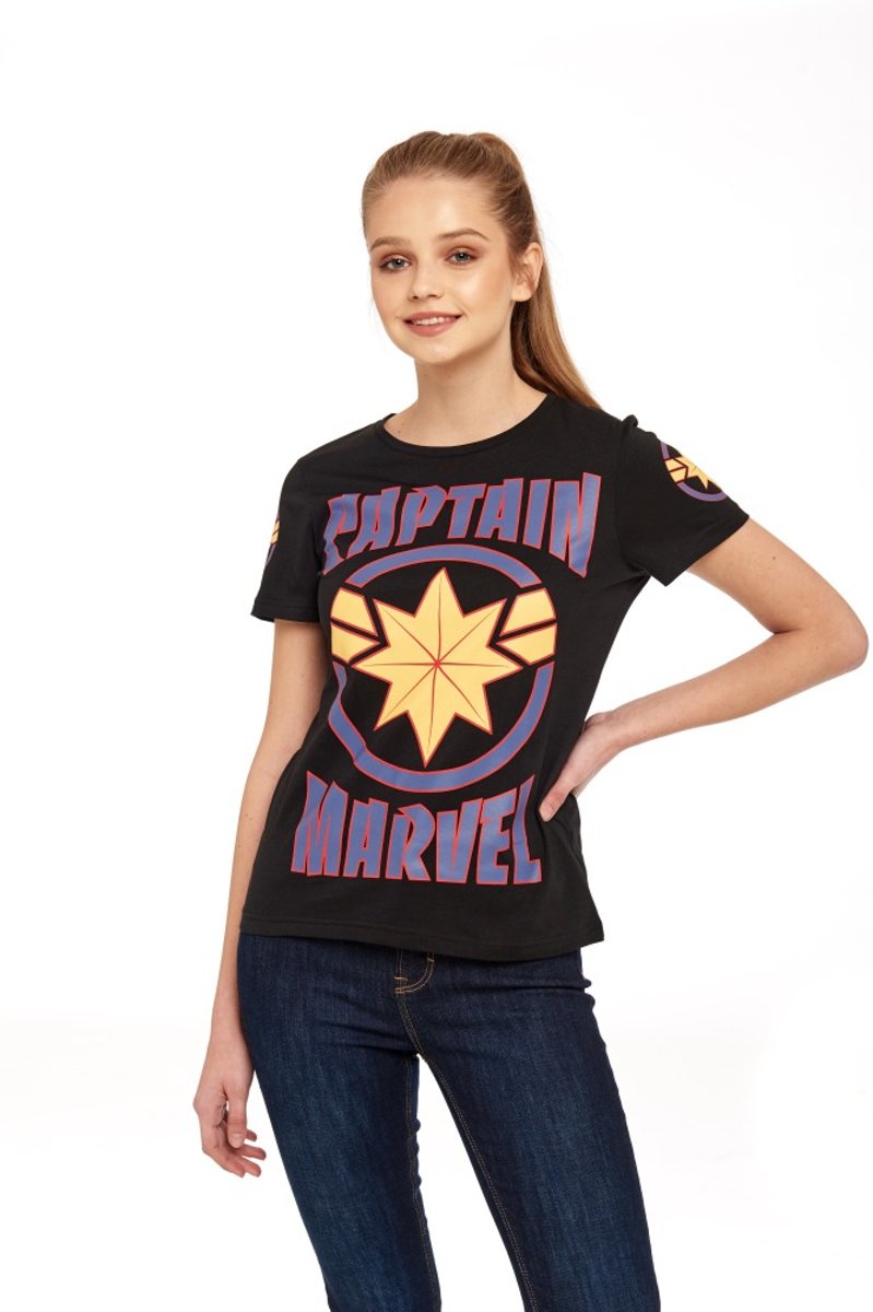 Marvel Captain Marvel Dames Tshirt -XL- Logo Star Zwart