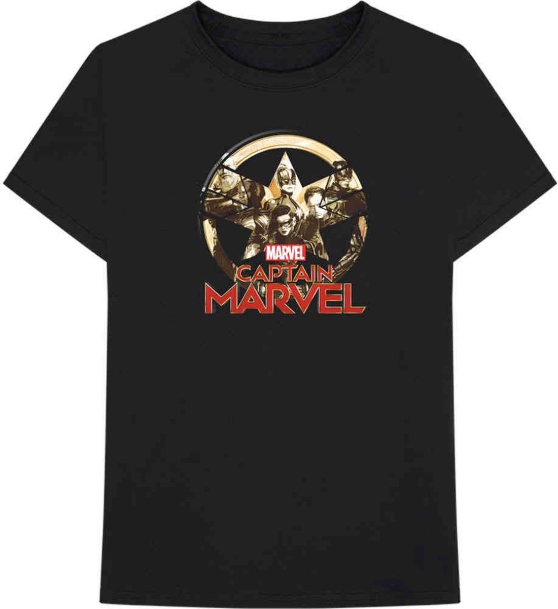 Marvel Captain Marvel Heren Tshirt -S- Star Logo Zwart