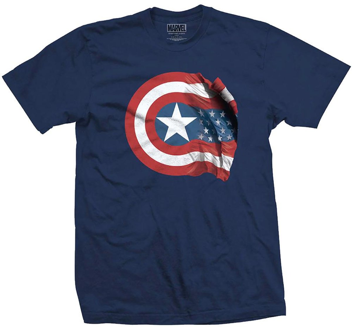 Marvel Comics - Captain America American Shield heren unisex T-shirt blauw - L