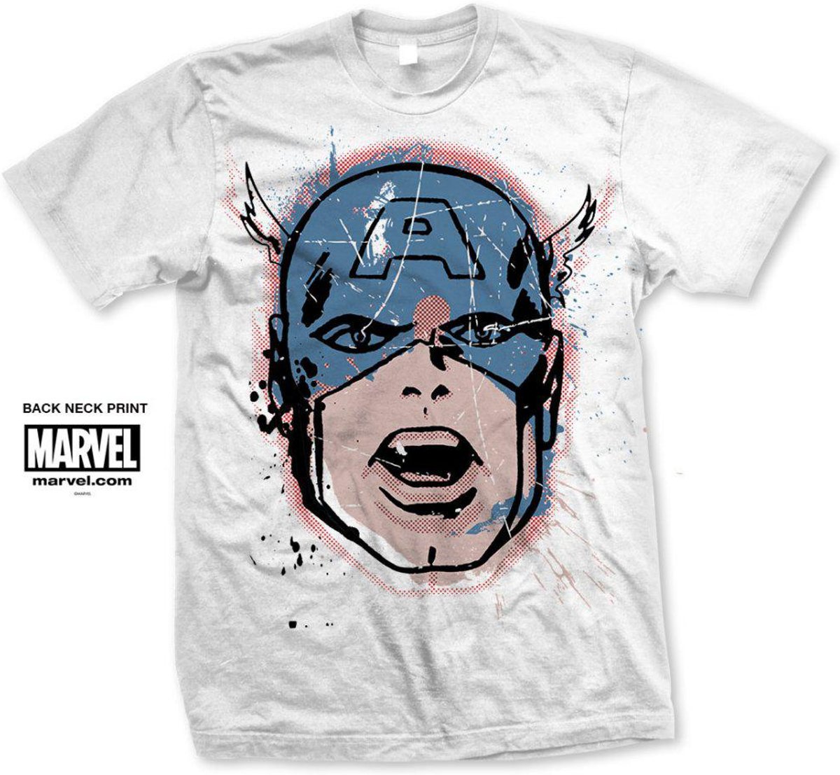 Marvel Comics - Captain America Big Head Distressed heren unisex T-shirt wit - L