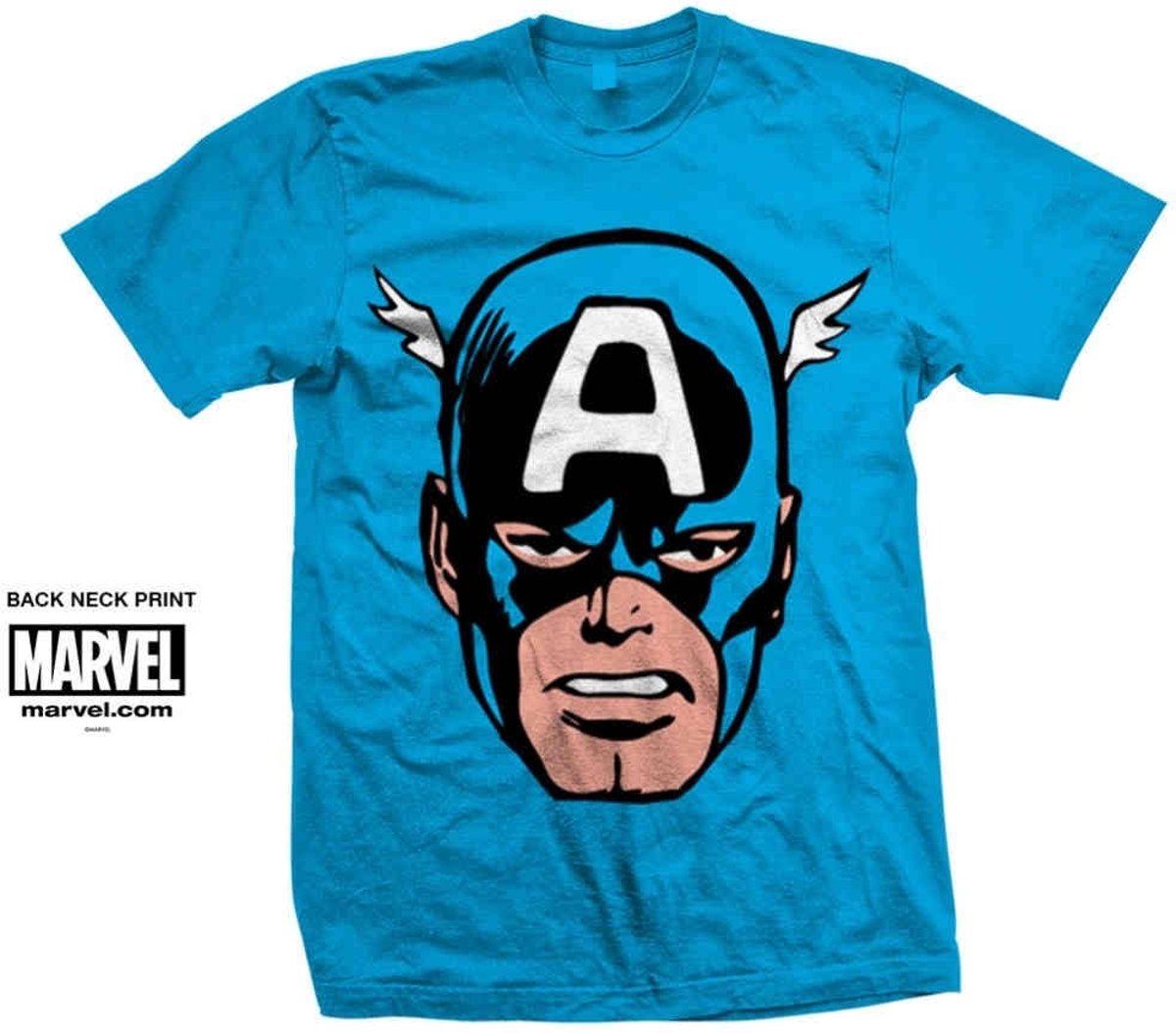 Marvel Comics - Captain America Big Head heren unisex T-shirt blauw - S