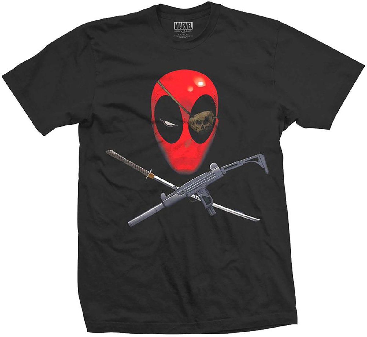 Marvel Comics - Deadpool Crossbones heren unisex T-shirt zwart - S