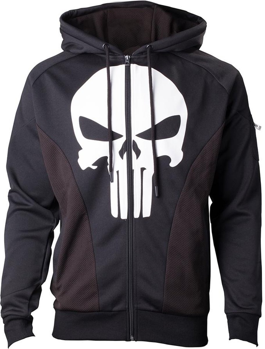 Marvel Comics - The Punisher heren unisex hoodie vest met capuchon en rits zwart - M