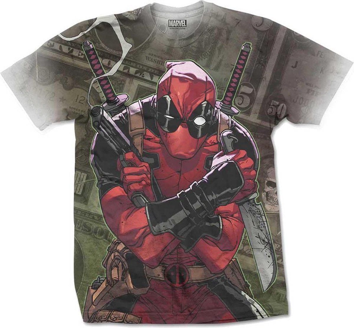 Marvel Deadpool Heren Tshirt -2XL- Cash Multicolours