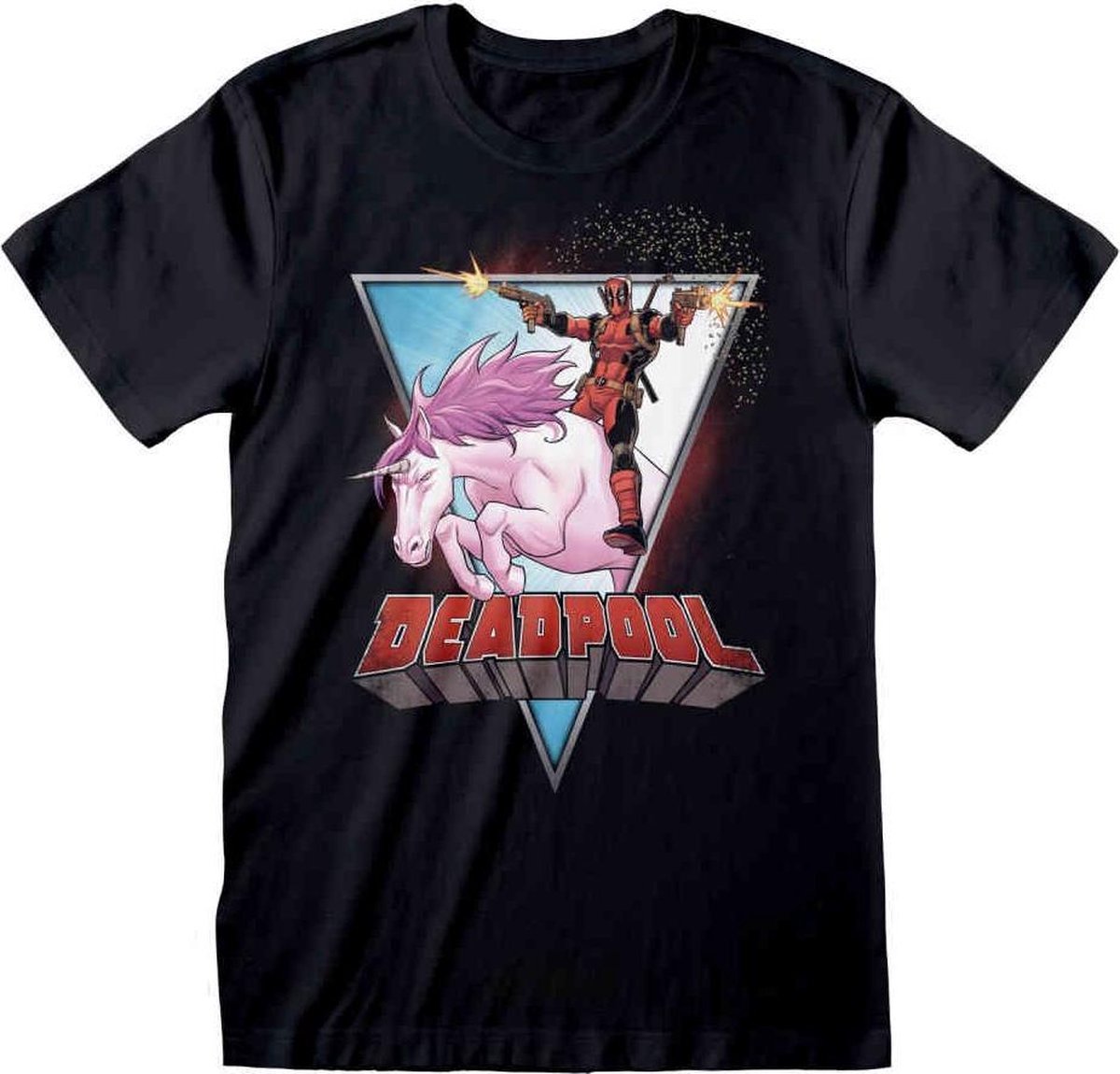 Marvel Deadpool Heren Tshirt -L- Unicorn Rider Zwart