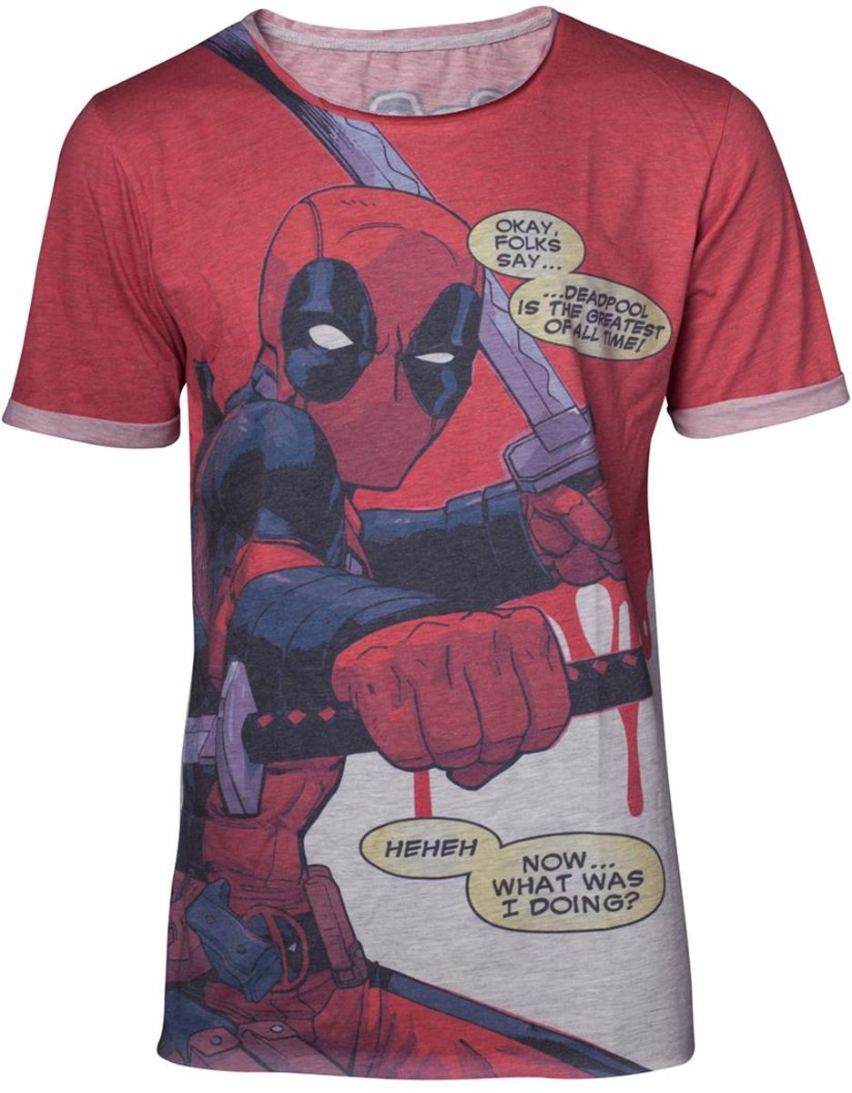 Marvel Deadpool Heren Tshirt -M- All Over Print Multicolours/Rood