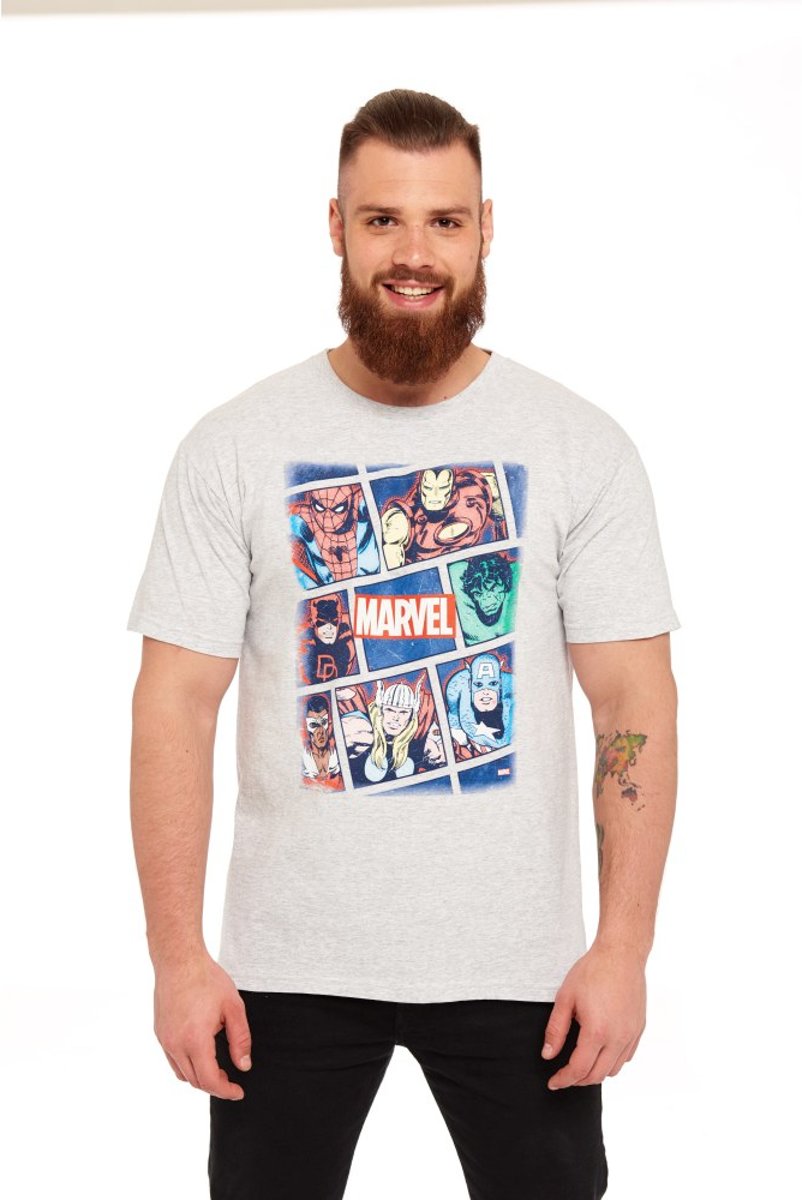 Marvel Heren Tshirt -L- Comic Grijs