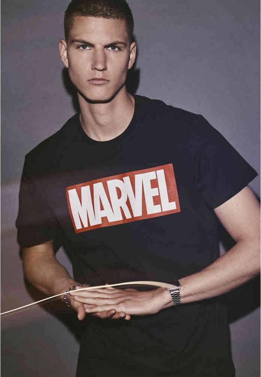 Marvel Heren Tshirt -M- Marvel Logo Zwart