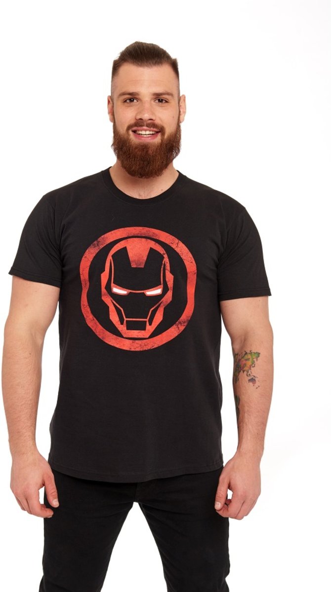 Marvel Iron Man Heren Tshirt -M- Sign Zwart