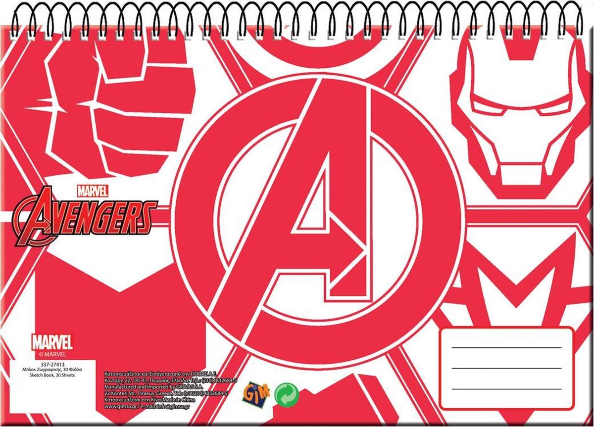 Marvel Schetsblok Avengers Junior A4 Papier Rood/wit