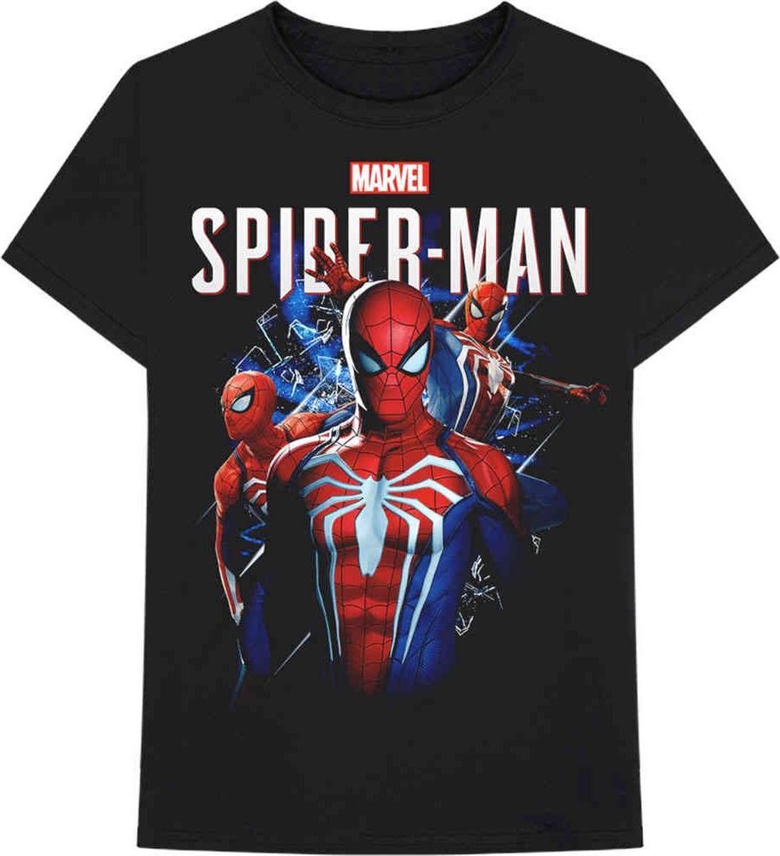 Marvel Spiderman Heren Tshirt -L- Spider 4 Montage Zwart