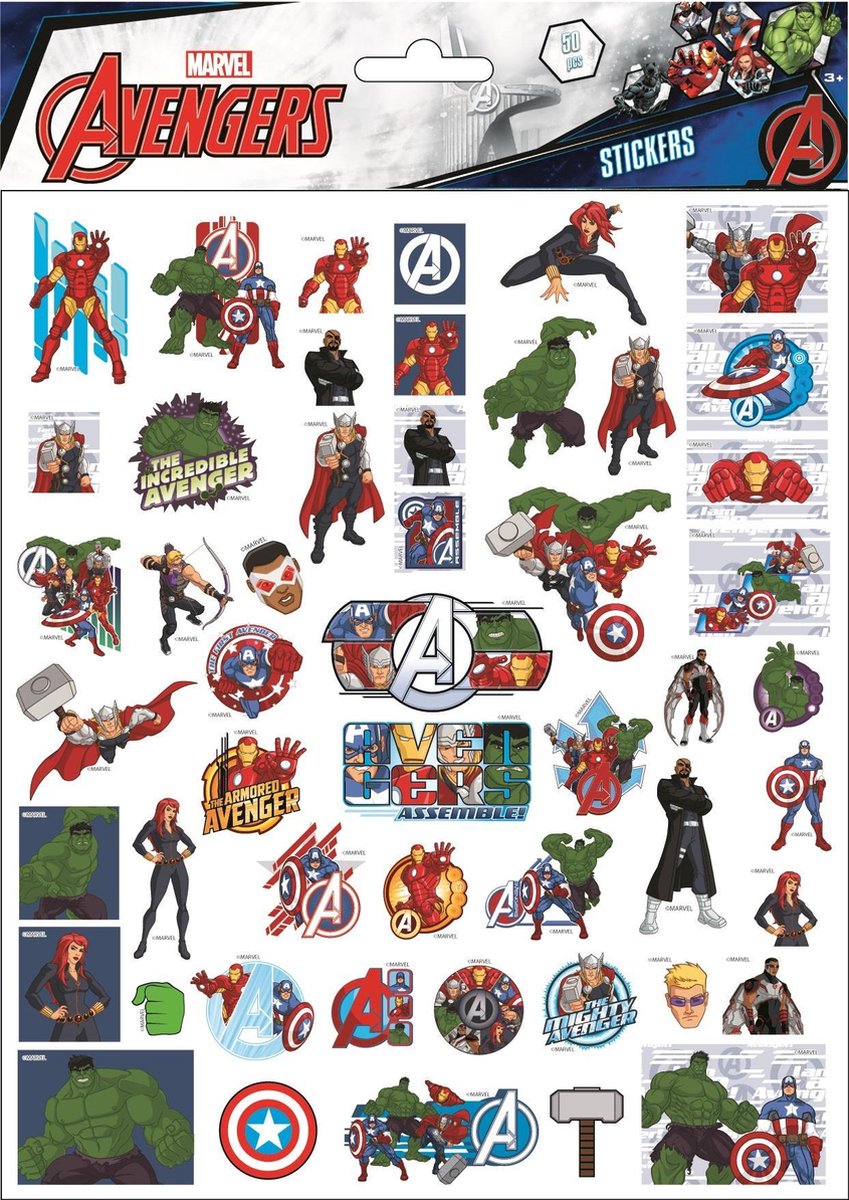 Marvel Stickers Avengers Junior 25 X 21 Cm Rood/wit 50 Stuks