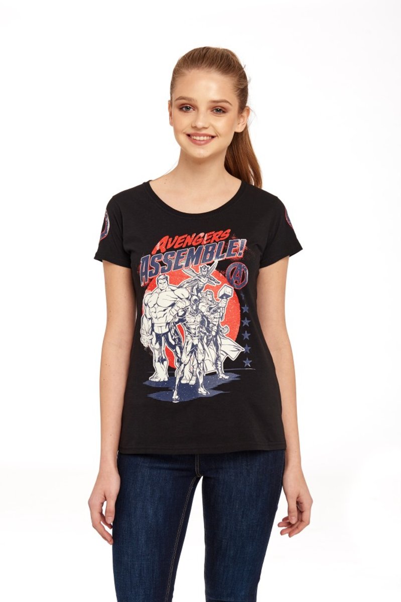 Marvel The Avengers Dames Tshirt -L- Logo Assemble Zwart