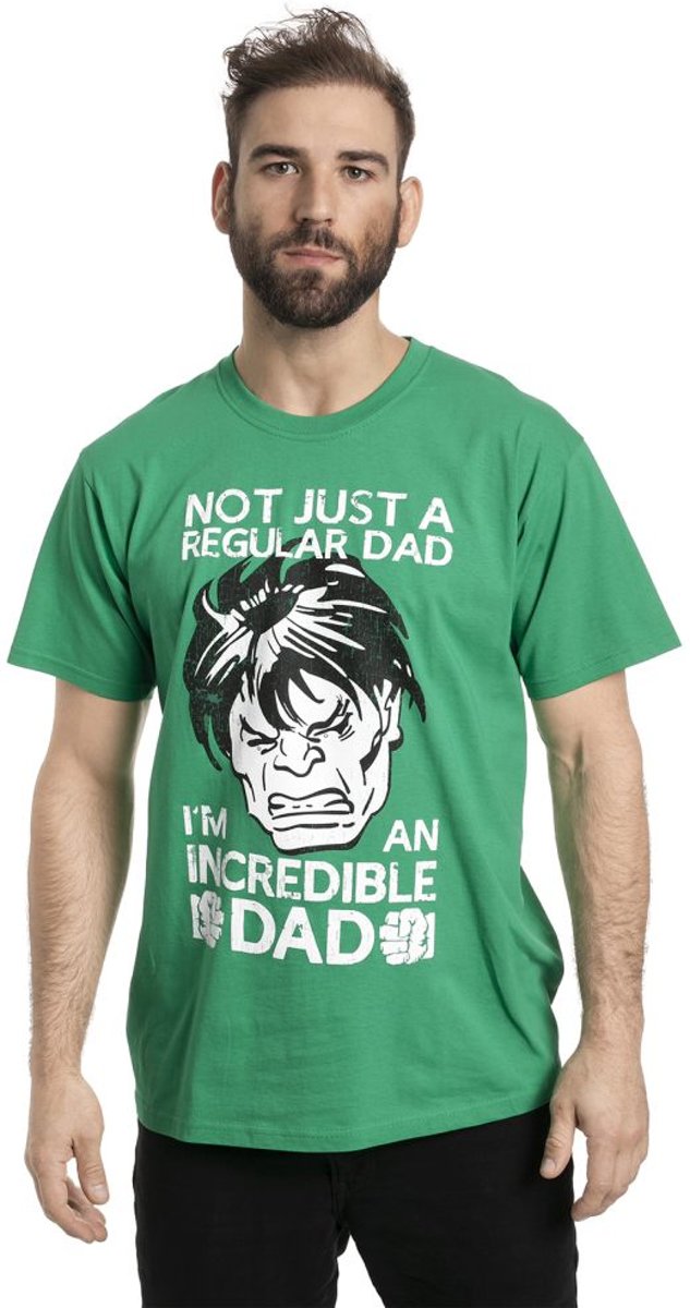 Marvel The Avengers Heren Tshirt -S- Hulk Not Regular Dad Groen