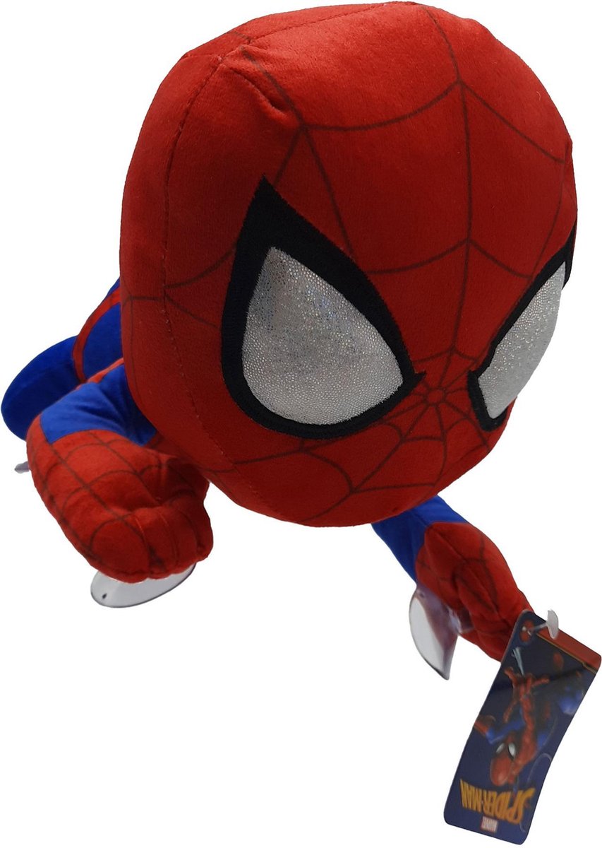 Spiderman - Climbing Action + Zuignappen - Knuffel -   - 31 cm