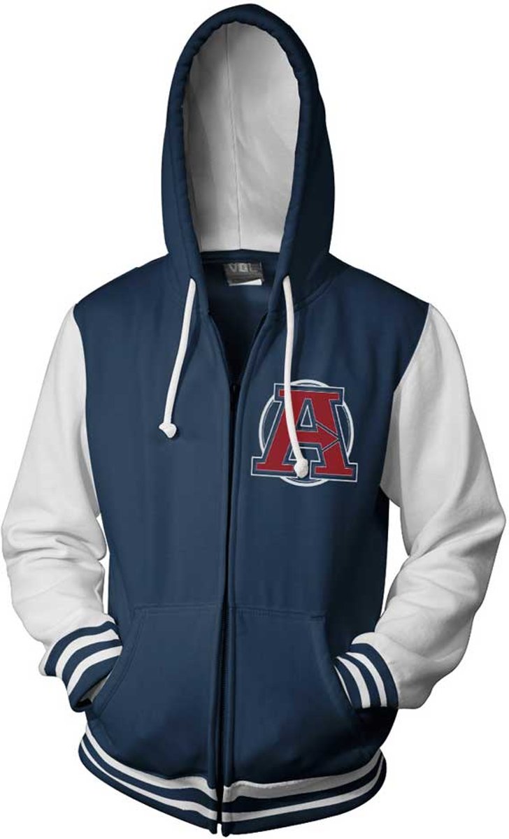 The Avengers - Varsity vest met capuchon en rits wit/marine blauw - Superhelden comics merchandise - M - Hybris