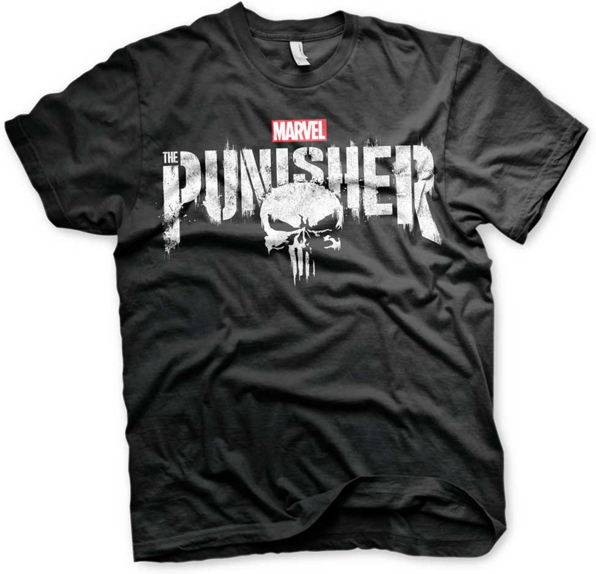 The Punisher - Distressed Logo unisex T-shirt zwart - Superhelden comics merchandise - 2XL - Hybris