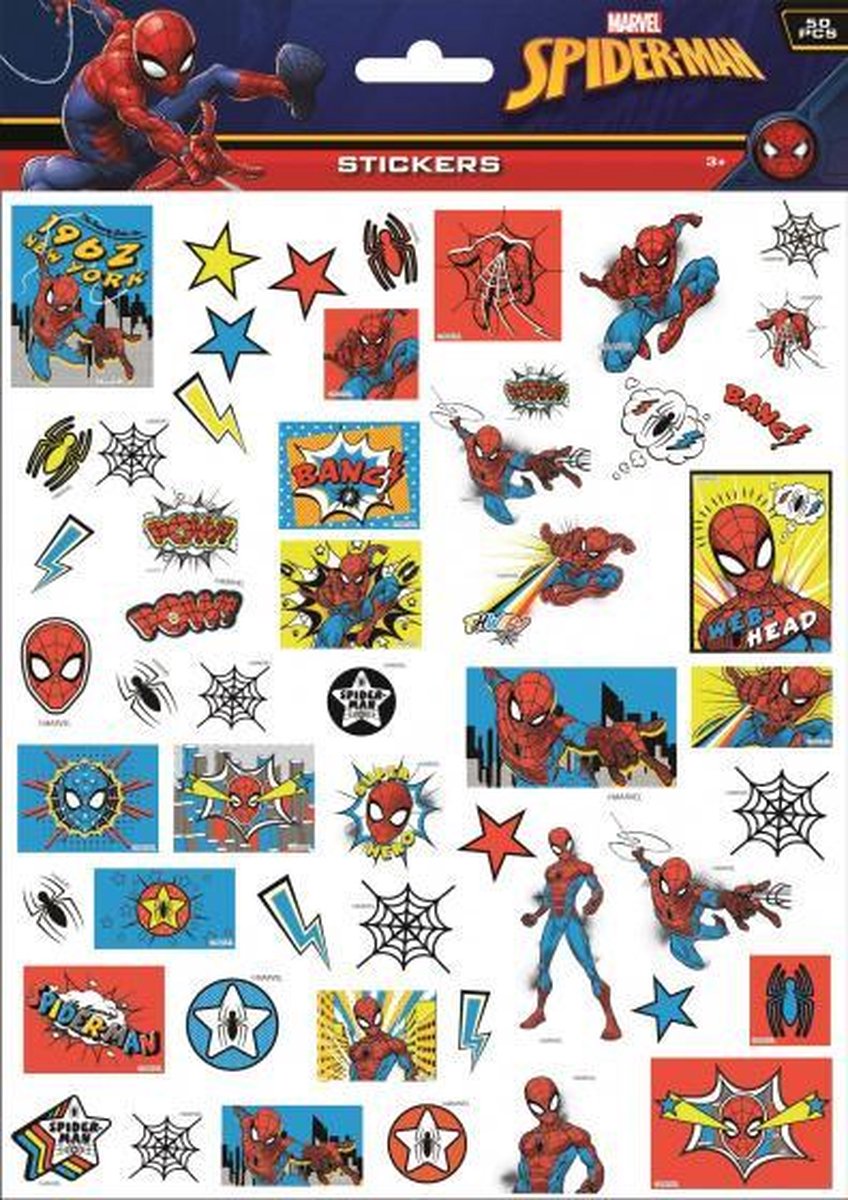 stickers Spider-Man junior 25 x 21 cm blauw/rood 50 stuks