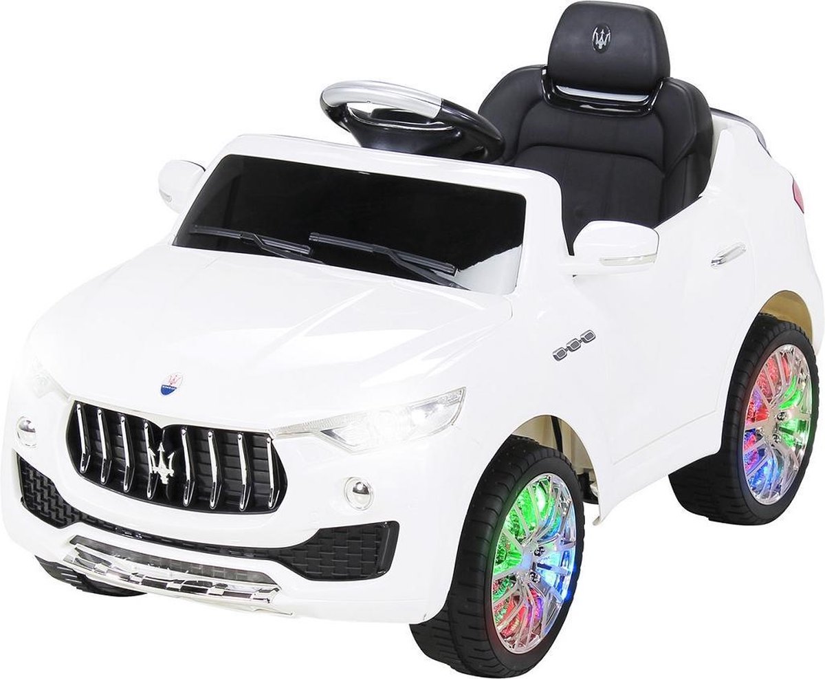 Kinderauto Maserati Levante Wit - Elektrische Kinderauto 12V - MP3 + USB + LED verlichting + Afstandsbediening