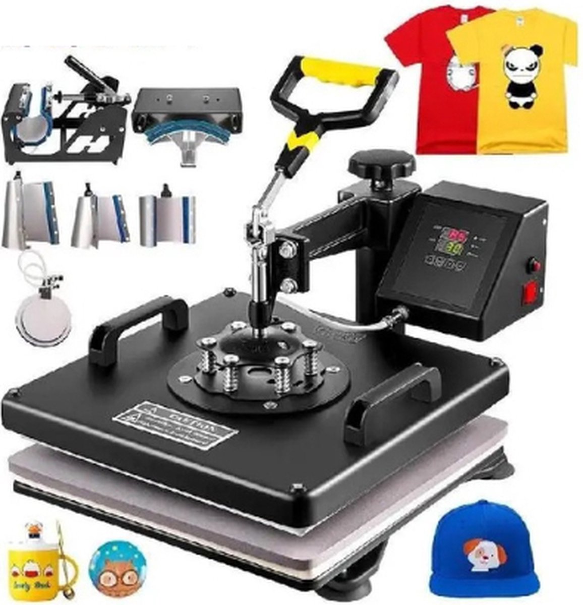  ® - Heat Press Machine - Heat Press - Transfer Machine - Transferpers - Hittepers Transferpers - 12x15 Inch 6 in 1 - Zwart