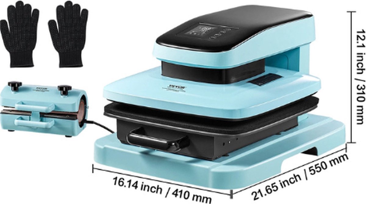  ® - Heat Press Machine - Heat Press - Transfer Machine - Transferpers - Hittepers Transferpers - 15x15 Inch 2in1 - Blauw