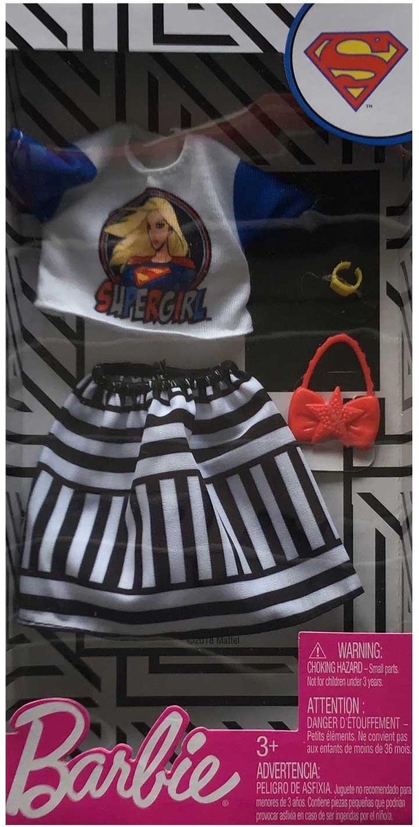 Barbie Kleding Outfit Supergirl Top + Rok + Handtas