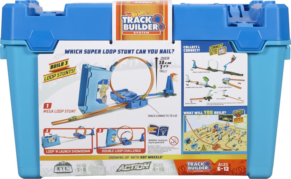 Hot Wheels Lanceerbaan Track Builder Junior Blauw 19-delig