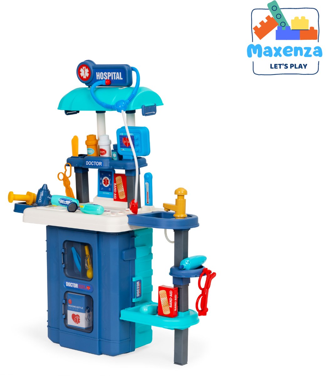 Maxenza HC507013 Mobiele Ziekenhuis 3-in1 Rollenspel 38 Delig - Voor Kinderen Vanaf 3 Jaar