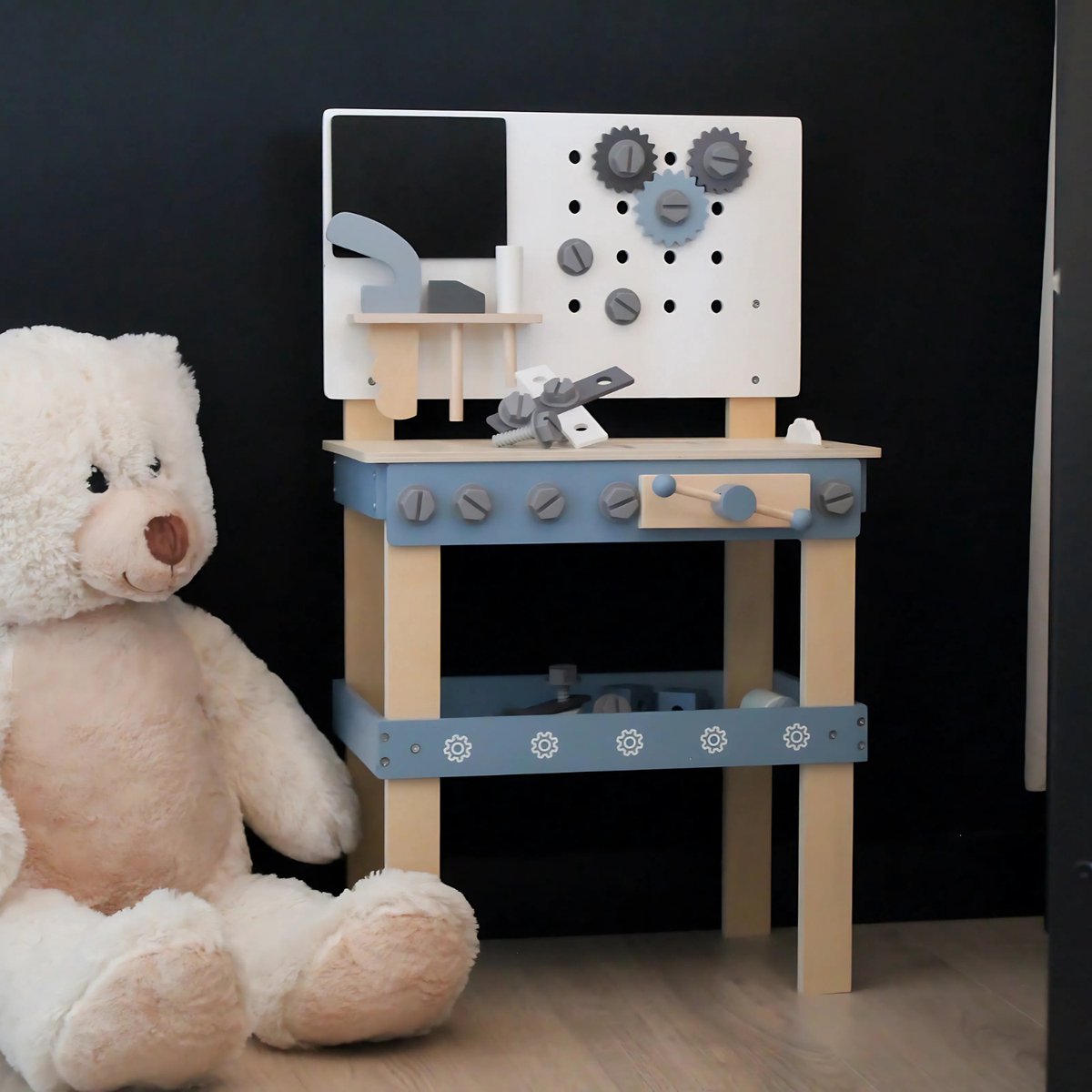 Houten Werkbank Speelgoed - Kinder Gereedschap met Hamer en Zaag - Klussen voor Jongens met Kindergereedschap - Vanaf 1 Jaar