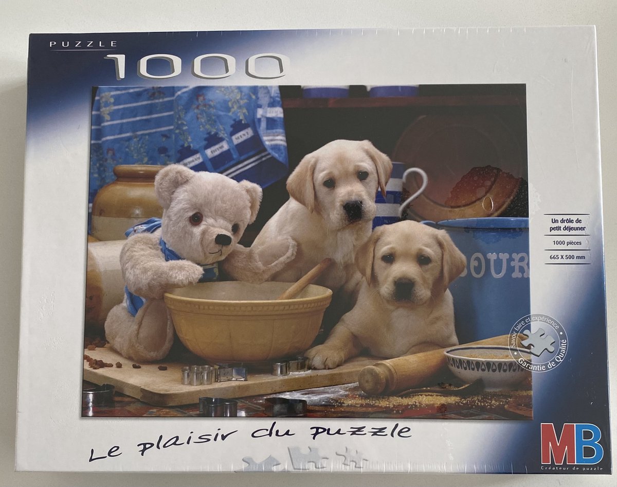 MB Puzzle - 1000 stukjes - puppy - Le plaisir du puzzle