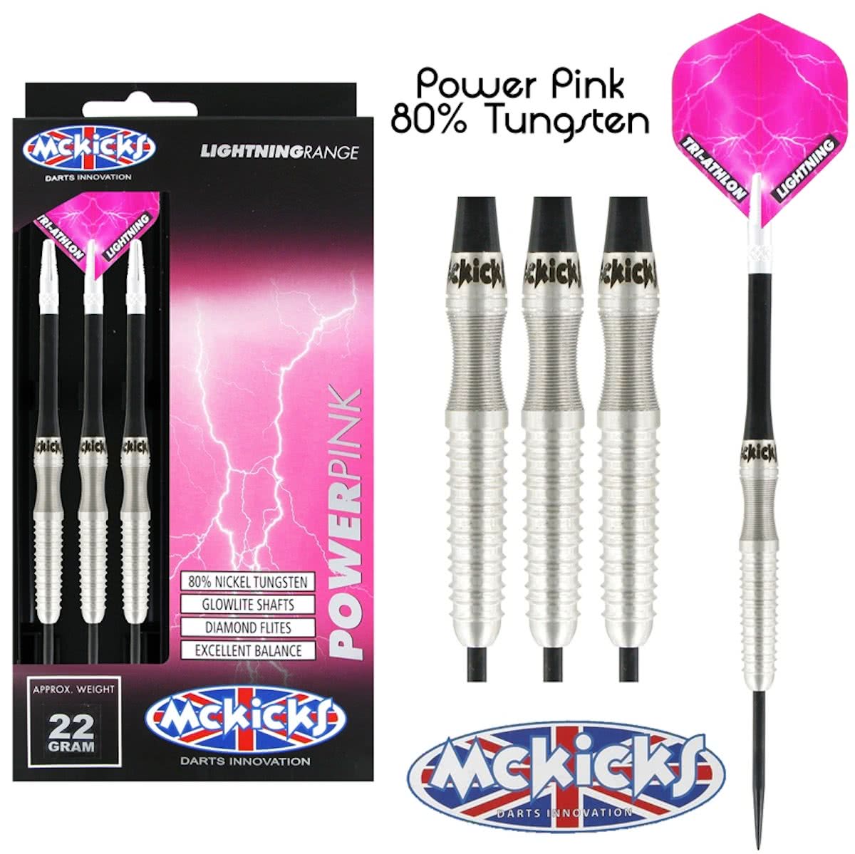 McKicks Power Pink 80% Dartpijlen 22 - 24 Gram - 24 gram