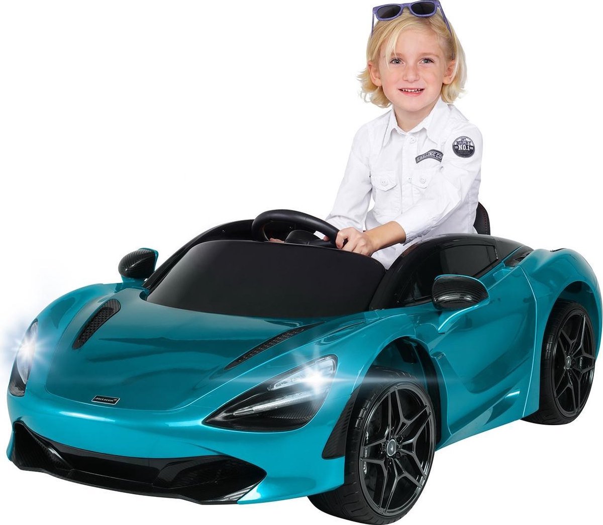 Kinderauto Mclaren 720S Blauw - Elektrische Kinderauto 12V - USB + LED verlichting + Afstandsbediening