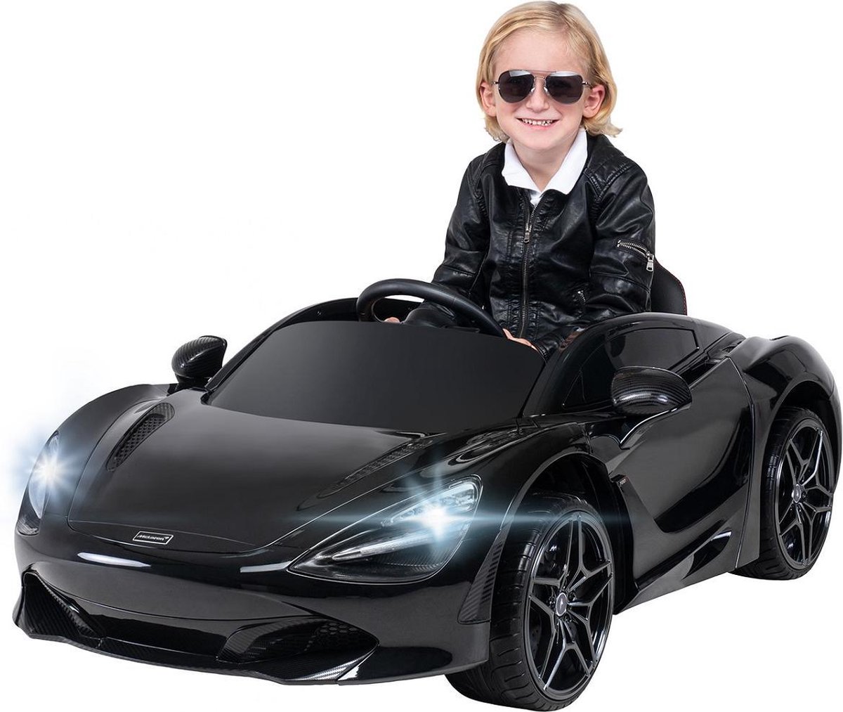 Kinderauto Mclaren 720S Zwart - Elektrische Kinderauto 12V - USB + LED verlichting + Afstandsbediening